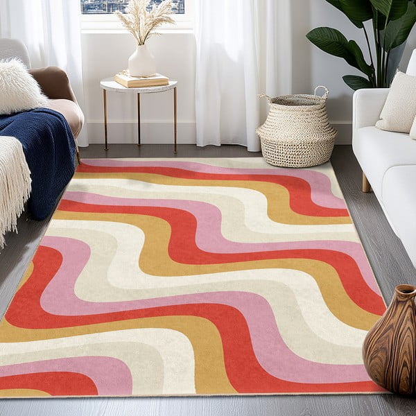 Dzeltens/rozā mazgājams paklājs 60x100 cm Creamy Raspberry Swirl – Mila Home-image-4