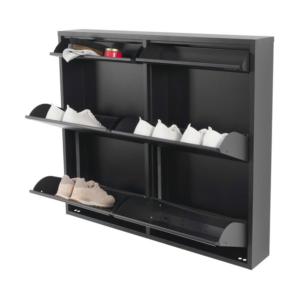 Melns metāla atverams apavu plaukts 98x86x15 cm Billy – Spinder Design-image-2