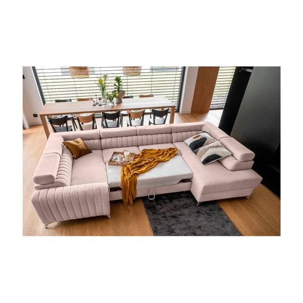 Rozā salokāms/ar uzglabāšanas vietu stūra dīvāns (ar labo stūri/U veida) Louis – ELTAP-image-3