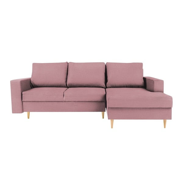 Rozā stūra dīvāns ar atpūtas krēslu labajā pusē Mazzini Sofas Iris
