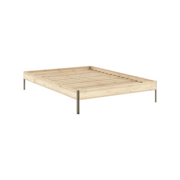 Dabīga toņa priedes masīvkoka divvietīga gulta bez galvgaļa un ar redelēm 160x200 cm Core – Karup Design