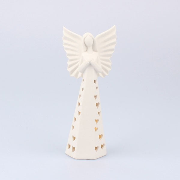 Porcelāna LED izgaismots eņģelis Dakls, augstums 20,5 cm