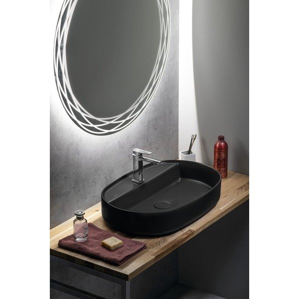 Melna keramikas izlietne 60x40 cm Infinity Oval – Sapho-image-3