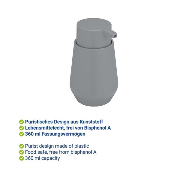Pelēks plastmasas ziepju dozators 360 ml Vara – Allstar-image-2