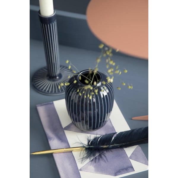 Tumši zila keramikas vāze Kähler Design Hammershoi, augstums 10 cm-image-1