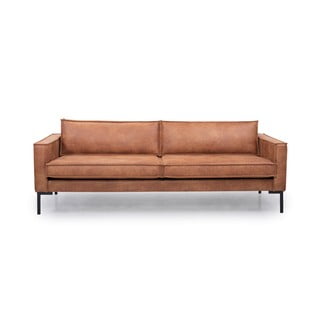 Konjaka brūns dīvāns no ādas imitācijas Scandic Rate