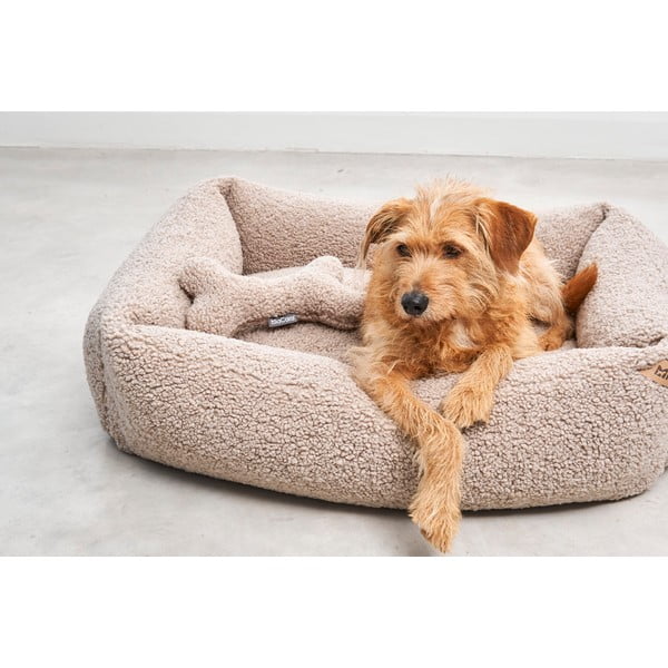 Bēša buklē mājdzīvnieku gulta suņiem 55x70 cm Senso Greige S – MiaCara-image-1