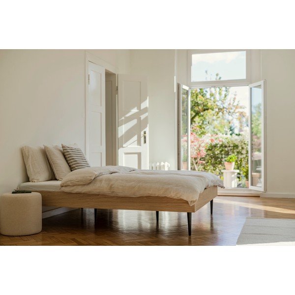 Melna divvietīga gulta no skaidu plāksnēm bez galvgaļa ar redelēm 160x200 cm Streiko – noo.ma-image-2