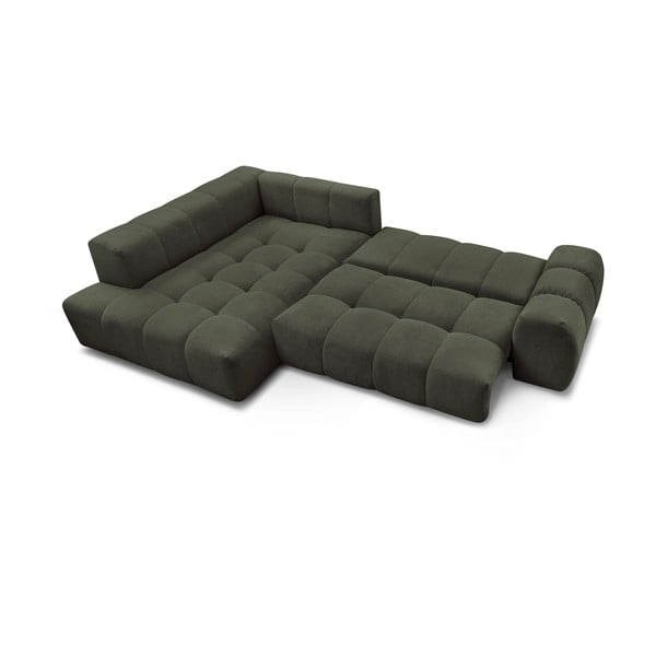 Zaļš salokāms/ar uzglabāšanas vietu stūra dīvāns no šenila auduma (ar kreiso stūri/L veida) Everest – Bobochic Paris-image-4