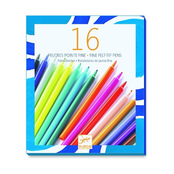 16 flomāsteru komplekts ar smalkiem uzgaļiem Djeco Fine-image-1