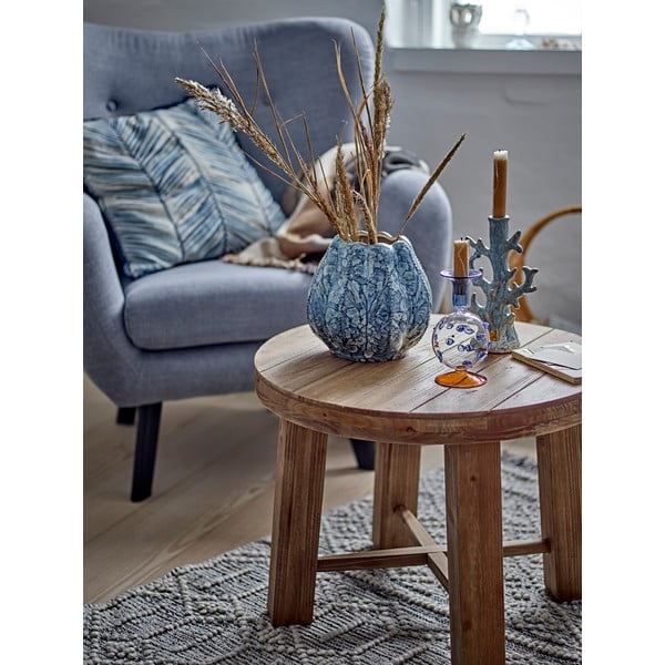 Tumša dabīga toņa apaļš žurnālgaldiņš ar eksotiskā koka imitāciju ø 60 cm Emmett – Bloomingville-image-1