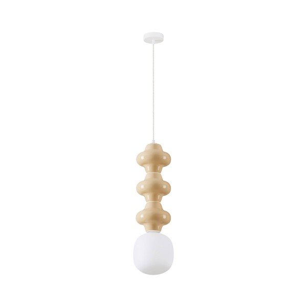 Balta/krēmkrāsas keramikas piekaramā lampa ar stikla abažūru ø 18 cm Clio – Nova Luce