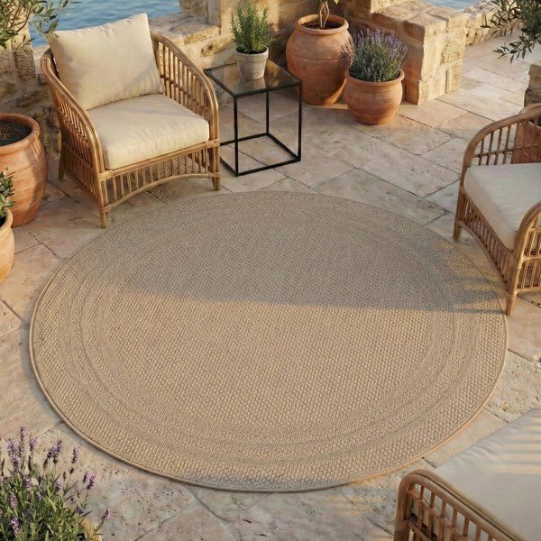 Bēšs apaļš iekštelpu un āra paklājs ø 120 cm Desert 1304 – Ayyildiz Carpets-image-1