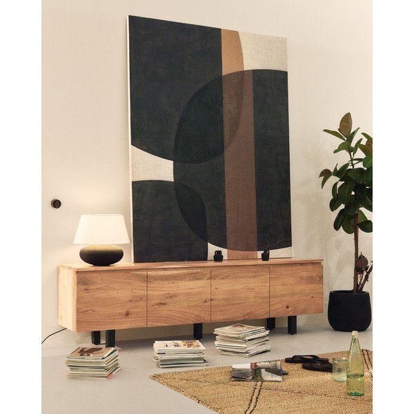 Dabīga toņa akācijas masīvkoka TV galdiņš 200x58x40 cm Uxue – Kave Home-image-1