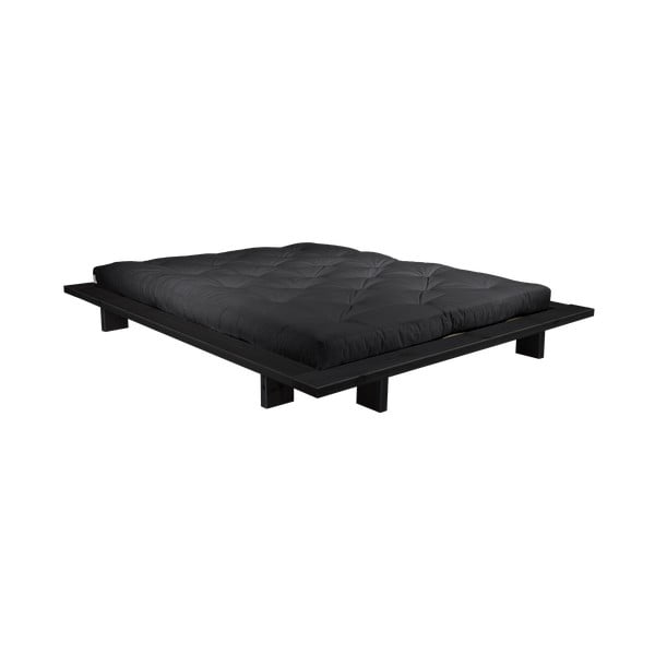 Divguļamā gulta no priedes koka ar matraci Karup Design Japan Double Latex Black Black, 140 x 200 cm