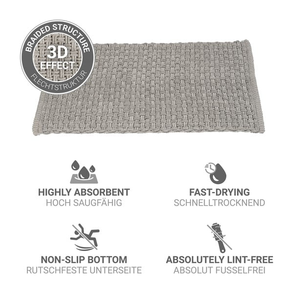 Pelēks tekstila vannas istabas paklājiņš 50x80 cm Ecoli – Wenko-image-4