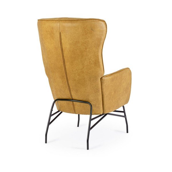 Sinepju dzeltens atpūtas krēsls no ādas imitācijas Nasira – Bizzotto-image-4