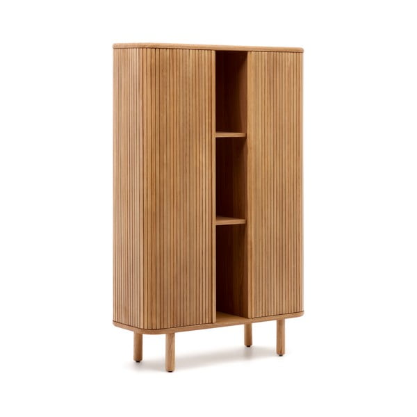 Dabīga toņa skapītis ar oškoka imitāciju ar bīdāmām durvīm 110x160x40 cm Mailen – Kave Home-image-2