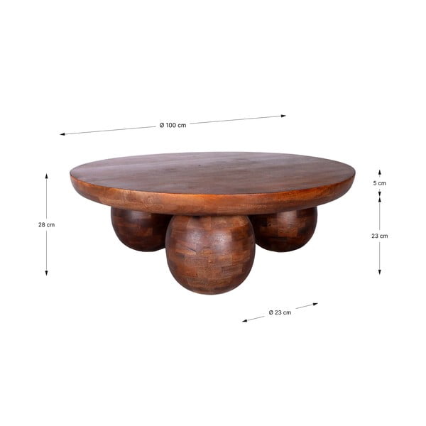 Brūns mango masīvkoka apaļš žurnālgaldiņš ø 100 cm Ailen – MOME-image-2