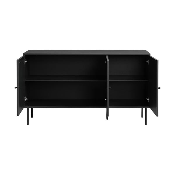 Melna zema kumode no ozolkoka imitācijas 140x80 cm Pensacola – Unique Furniture-image-2