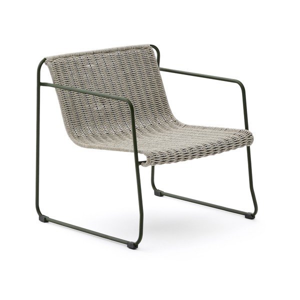 Dūmakaini zaļš metāla dārza atpūtas krēsls Maurina – Kave Home