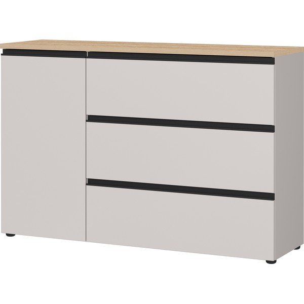 Pelēkbēša/gaiša dabīga toņa kumode 135x91x41 cm Cormano – Germania