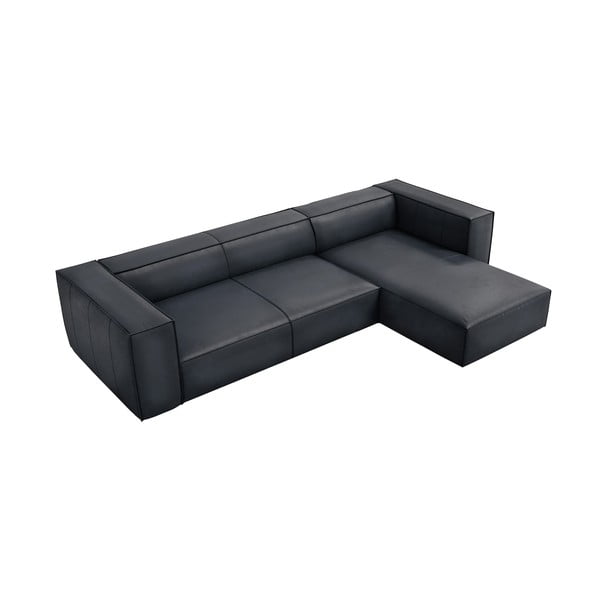 Tumši zils ādas stūra dīvāns (ar labo stūri) Madame – Windsor & Co Sofas-image-1