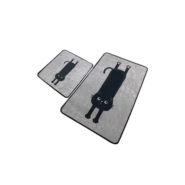 Melni/pelēki vannas istabas paklājiņi (2 gab.) 60x100 cm Comfort – Foutastic-image-4