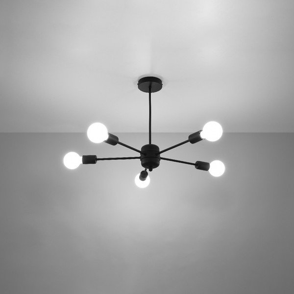 Melna griestu lampa 66x66 cm Benedett – Sollux-image-4
