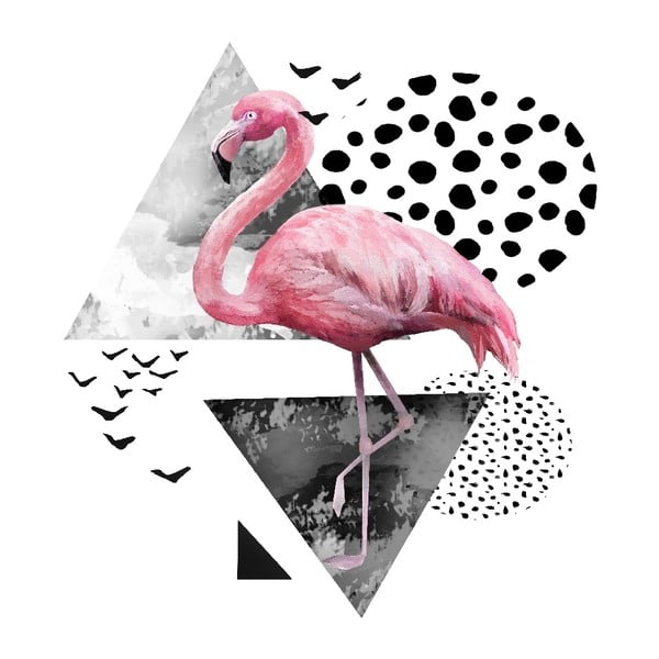 Stikla apgleznošana 3D Art Graphico Flamingo, 50 x 50 cm