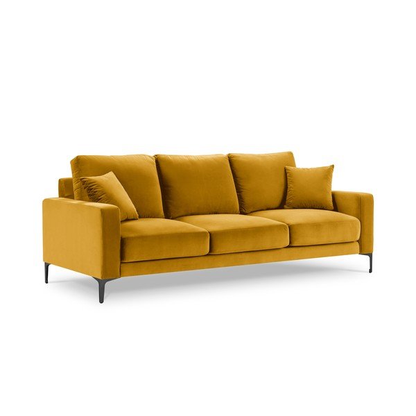 Dzeltens samta dīvāns Kooko Home Harmony, 220 cm-image-2