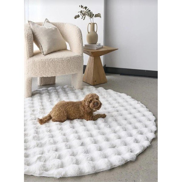 Balts mazgājams apaļš paklājs ø 80 cm Bubble White – Mila Home-image-2