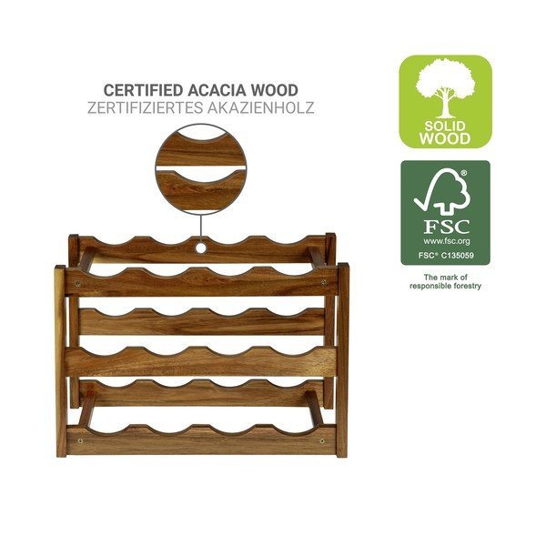 Dabīga toņa akācijas masīvkoka vīna plaukts 12 pudelēm 42x28x21 cm Fondi – Wenko-image-4