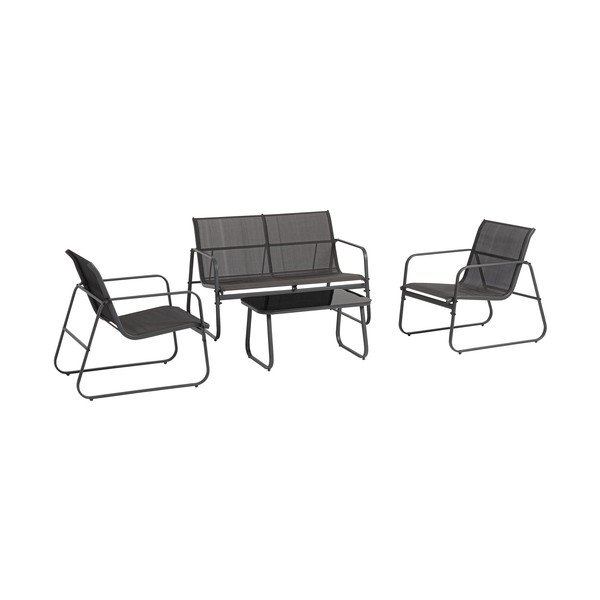 Antracīta pelēks tērauda dārza atpūtas komplekts 4 personām Gonzalo – Bizzotto-image-1