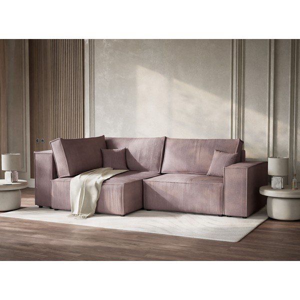 Violets velveta salokāms stūra dīvāns ar uzglabāšanas vietu (ar kreiso stūri/L veida) Tonga – Maison de Rêve-image-4