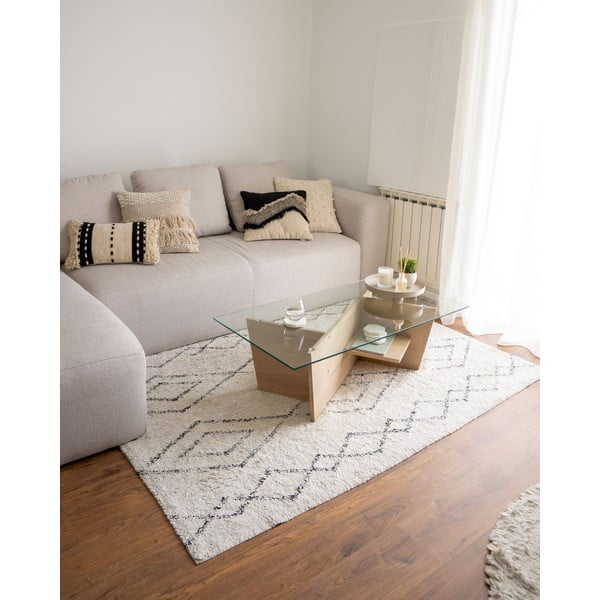 Dabīga toņa žurnālgaldiņš ar stikla galda virsmu 60x110 cm Balwind – Kave Home-image-4