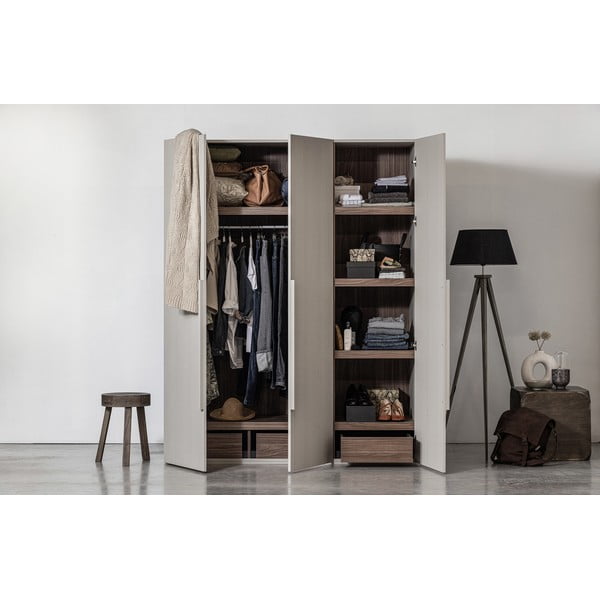 Pelēks moduļu drēbju skapis 165x210 cm Rens – WOOOD-image-4