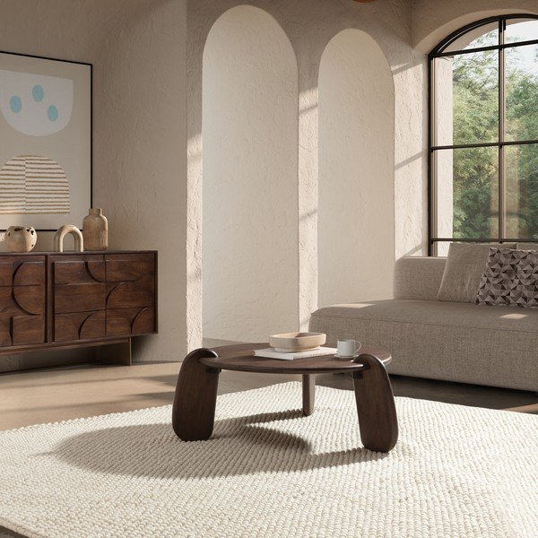 Tumši brūns mango masīvkoka apaļš žurnālgaldiņš ø 80 cm Tamira – MOME-image-1