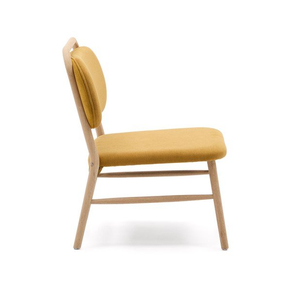 Sinepju dzeltens atpūtas krēsls no šenila auduma Helda – Kave Home-image-3