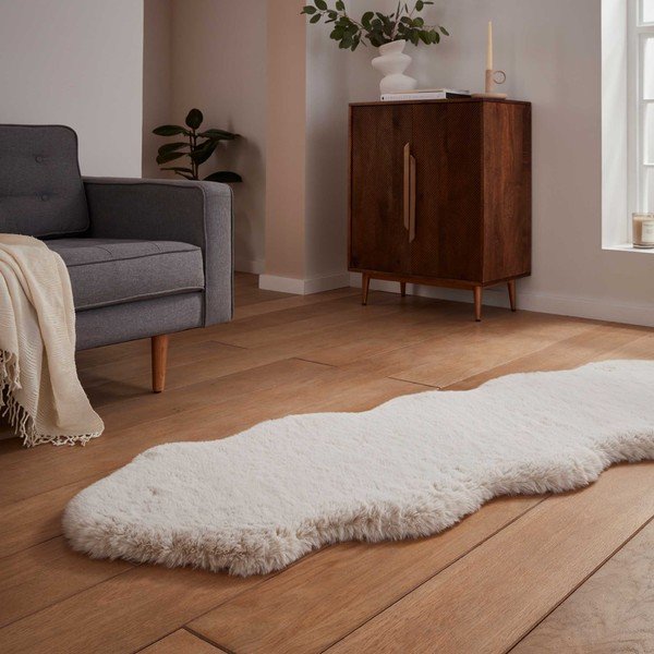 Krēmkrāsas sintētisks celiņa paklājs 60x180 cm Super Teddy – Think Rugs-image-2
