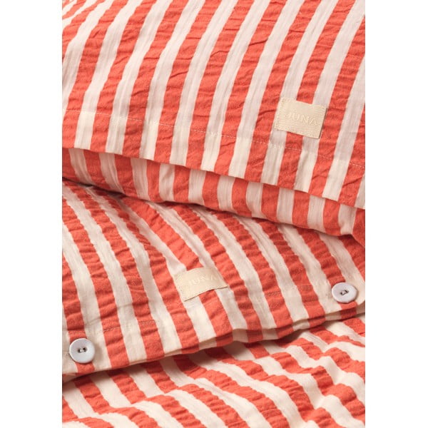 Ķieģeļu sarkana/bēša vienvietīga gultas veļa no krepa auduma 140x200 cm Bæk&Bølge – JUNA-image-3