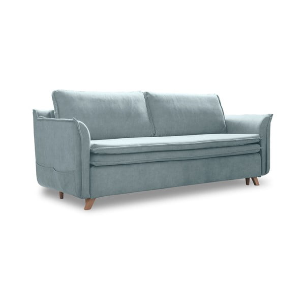Gaiši zils samta salokāms dīvāns 225 cm Charming Charlie – Miuform