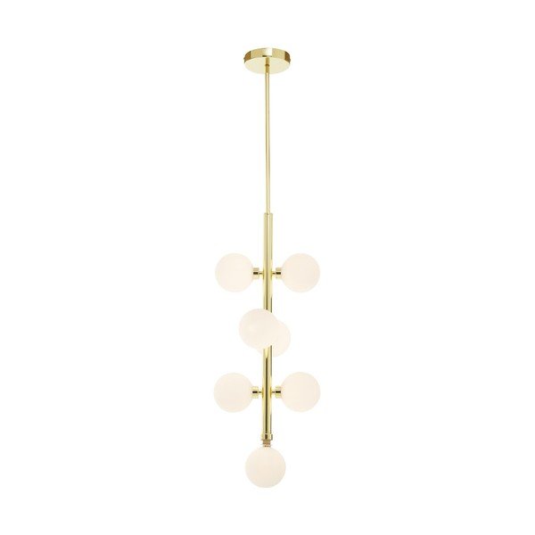 Balta/zelta krāsas metāla piekaramā lampa ar stikla abažūru ø 27 cm Trieste – Premier Housewares-image-2