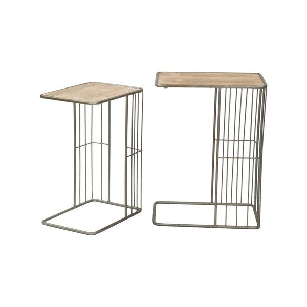 2 glabāšanas galdu komplekts no metāla un koka Mauro Ferretti Industry-image-1