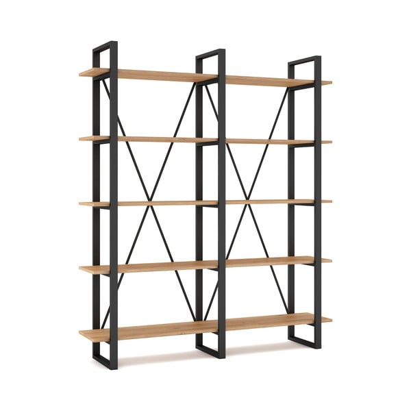 Melns/dabīga toņa ozolkoka imitācijas plaukts 150x180 cm Aviva – Marckeric-image-2