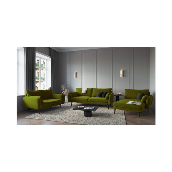 Zaļš samta zvilnis ar melnām kājām Kooko Home Lento, labais stūris-image-4