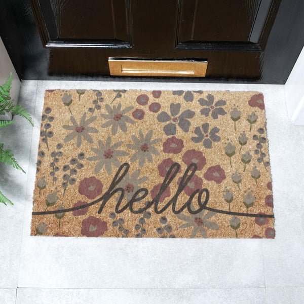 Kokosšķiedras kājslauķis 40x60 cm Hello Scribbly Floral – Artsy Doormats-image-2