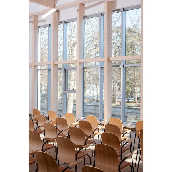 Dabīga toņa pusdienu krēsli ar roku balstiem/saliekami vieni uz otra (2 gab.) ar ozolkoka imitāciju Book – Gazzda-image-3