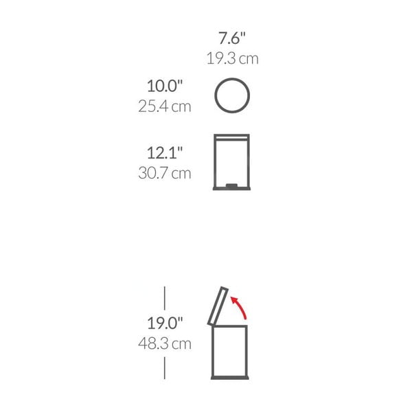 Sudraba spīdīgs pedāļu grozs simplehuman, 4,5 l-image-3