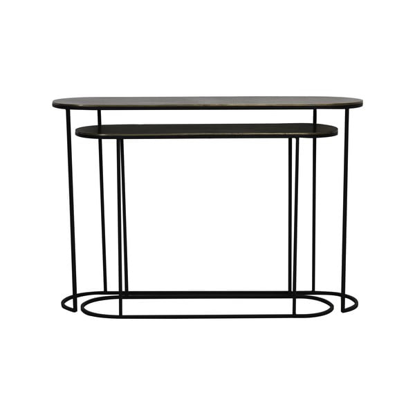 Bronzas krāsas metāla konsoles galdi (2 gab.) 28x118 cm Bocov – Light & Living-image-2